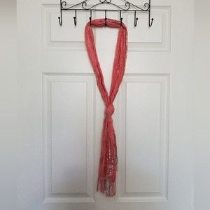 Bebe fashion scarf pink with metallic stripes. One size